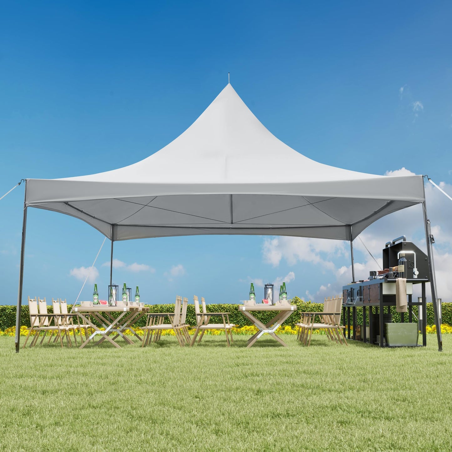 EROMMY 20x20ft Party Tent, Outdoor Wedding Tent, Heavy Duty Peaked Frame Canopy with Fire Retardant PVC Top, 80 Person Capacity Large Canopy Carport, Gazebo Shelter Tent for Event Commercials - WoodArtSupply