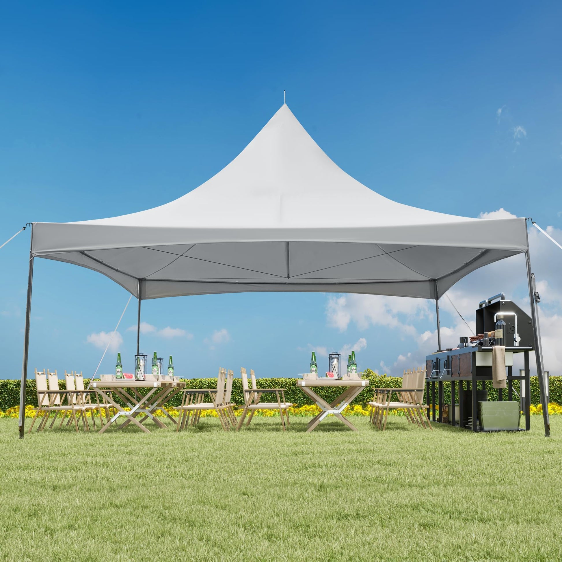 EROMMY 20x20ft Party Tent, Outdoor Wedding Tent, Heavy Duty Peaked Frame Canopy with Fire Retardant PVC Top, 80 Person Capacity Large Canopy Carport, Gazebo Shelter Tent for Event Commercials - WoodArtSupply