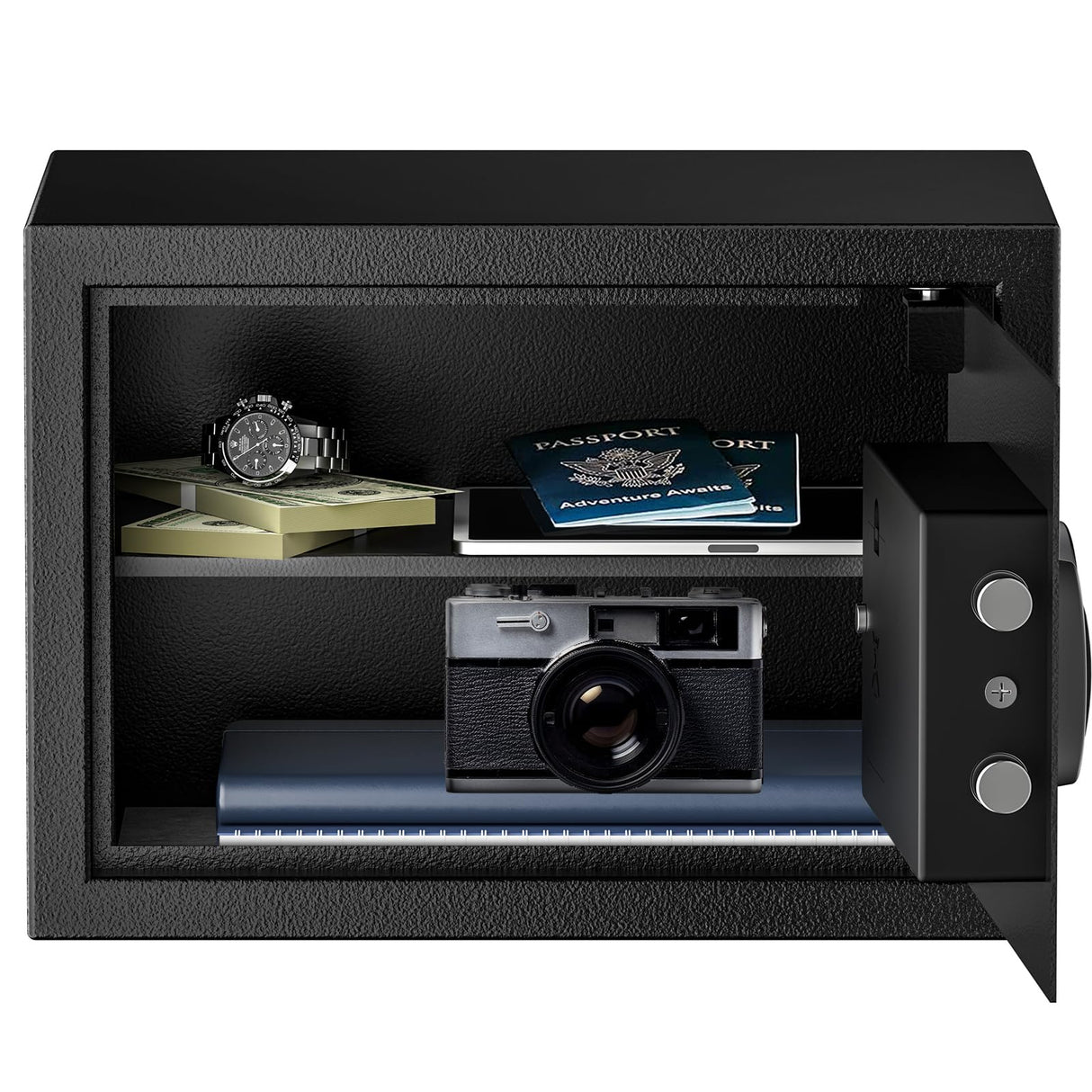 Bonsaii Safe, 0.6 Cubic Safe Box with Electronic Keypad, Removable Shelf, for Valuables Jewelry and Documents in Home, Hotel, or Business, 9.84"D x 13.78"W x 9.84"H bonsaii