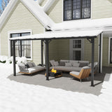 OC Orange-Casual 10x14 FT Patio All-Iron Gazebo,Hard Top Lean to Gazebo Pergola with Roof, Wall Mounted Heavy Duty Awnings, for Outdoor, Backyard, Deck OC Orange-Casual