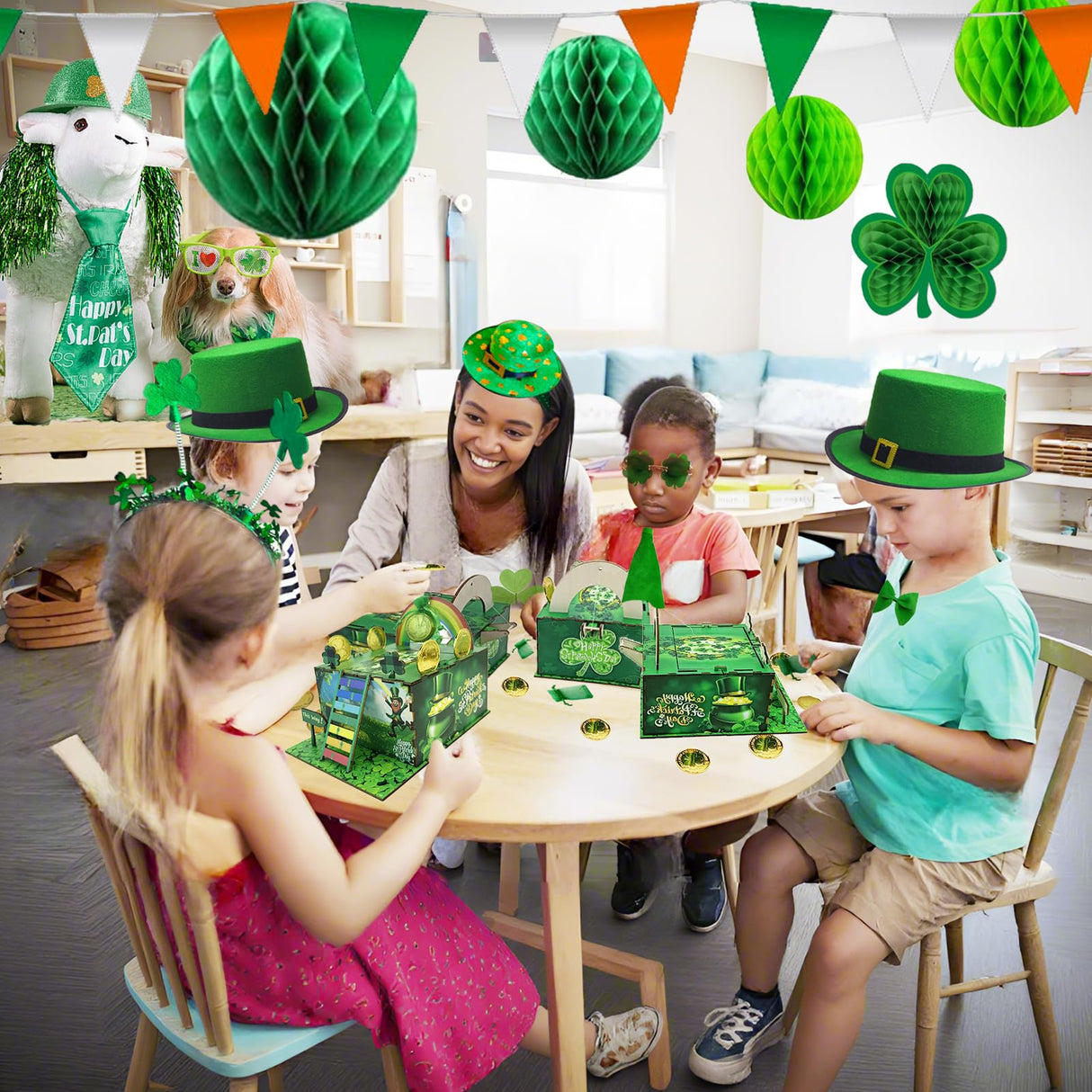 Vecacosic Leprechaun Trap Kit for Kids, Wood DIY How to Catch A Leprechaun Kit St Patricks Day Leprechaun Trap Decorations, Funny Leprechaun Trap Kit Supplies Toys Crafts Gift (A) Vecacosic