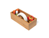 Lipper International Bamboo Wood Utensil Holder Storage Box for Cooking Tools, Makeup, or Office Supplies, 4" x 9 1/4" x 3" Lipper International