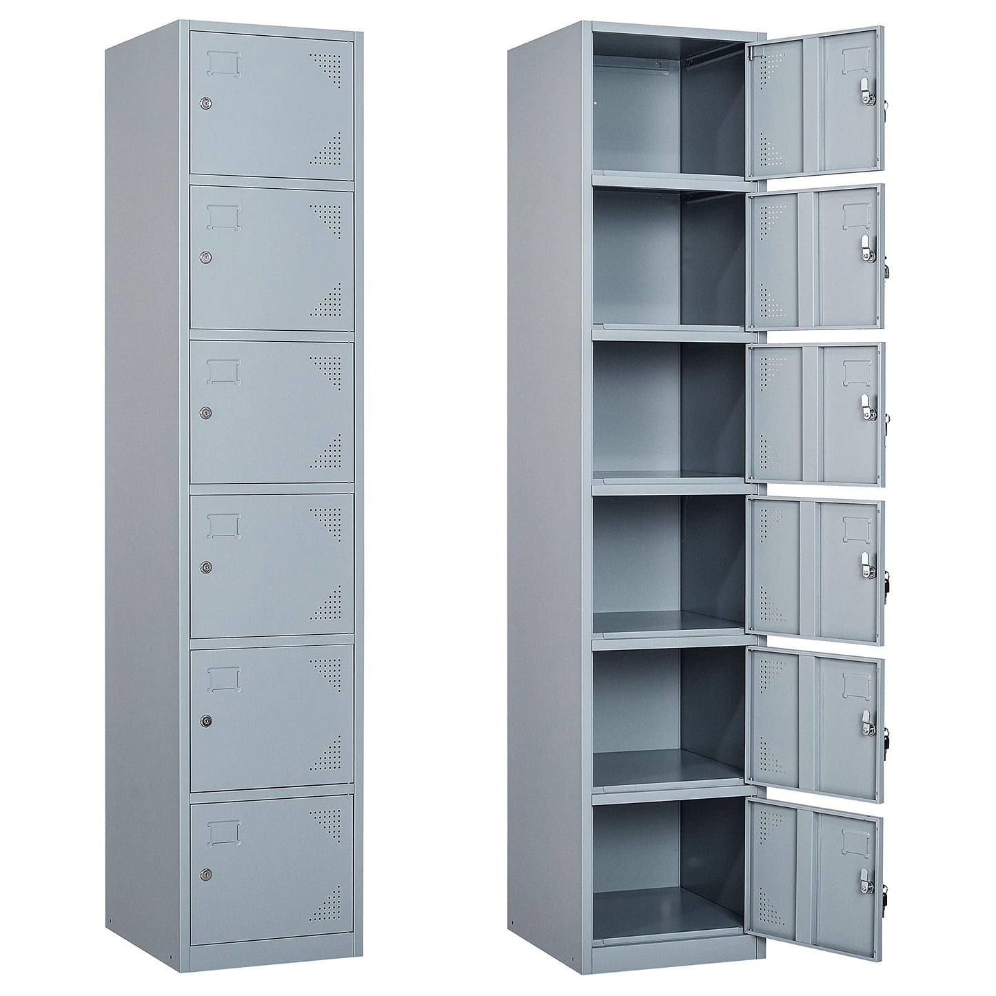 SISESOL Metal Locker Storage Cabinet with Doors and Shelves Metal Lockers with 6 Doors,71" Lockable Small Locker Storage Cabinet for - WoodArtSupply