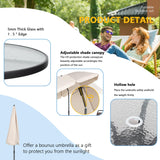 Shintenchi 6 Piece Patio Dining Set with Umbrella, Outdoor Furniture Set with 4 Folding Chairs and Tempered Glass Top Dining Table fot Lawn Backyard Garden Porch Brown and Beige Shintenchi