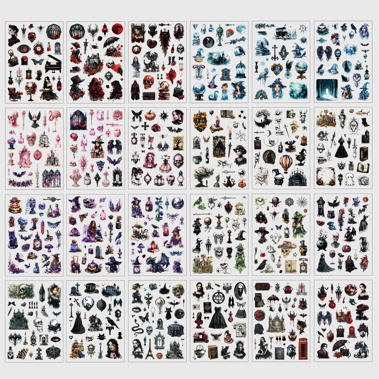 DAPUTOU 550PCS Vintage Scrapbook Stickers Books 24Sheets Vintage Butterfly Garden Flowers Gothic Stickers Kit for Scrapbooking Supplies Aesthetic Junk Journal Journaling Craft Halloween DAPUTOU