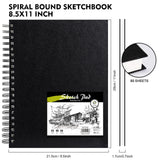 Conda 8.5"x11" Hardbound Sketch Book, Double-Sided Hardcover Sketchbook, Spiral Sketch Pad, Durable Acid Free Drawing Art Paper for Adults conda