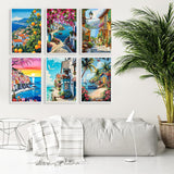 Diamond Art Kits for Adults Beginner 6 Pack Mediterranean Coastal Scenery Diamond Painting Kits 5D Diamond Dots Gem Art Crafts with Tools Round Full Drill Funny Crafts for Home Wall Decor&Gift 10x14in Fairyland JinWenn