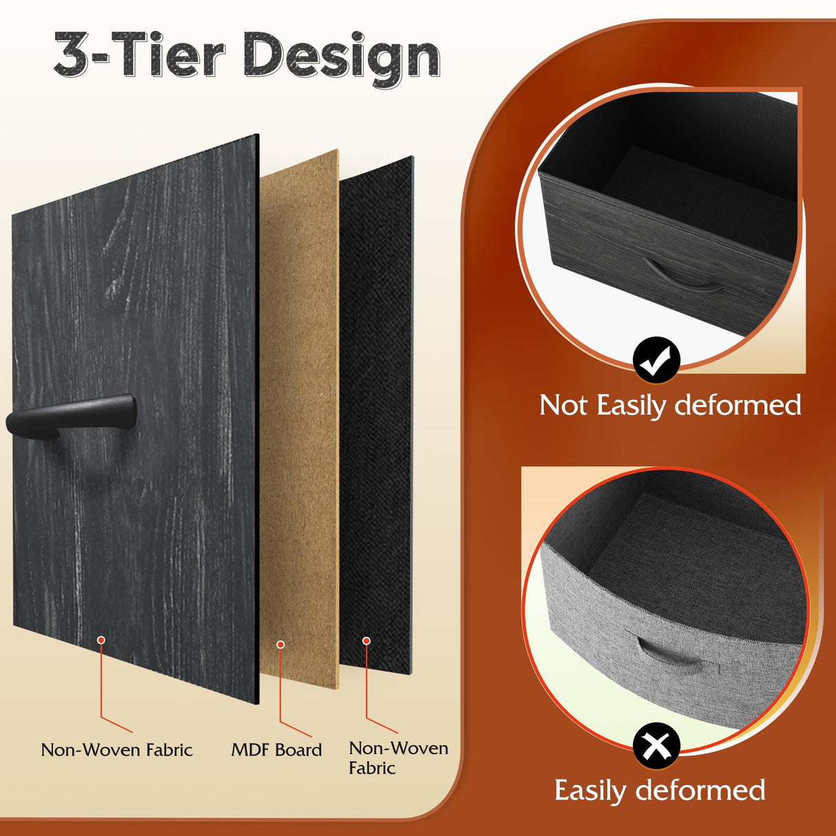 WLIVE Black TV Stand for 40, 45 inch TV, Entertainment Center with LED Lights & Charging Station, TV Media Console Table with 6 Fabric Drawers and Open Shelves for Living Room, Hallway, Wood Top WLIVE