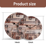 ACOZUHSE Silent Non-Ticking Wall Clocks, Brown Wood Barn Board Pine Plank Rustic Wall Clocks, Battery Operated 12 Inch Round Wall Clock for Home Decor Living Room Kitchen Office ACOZUHSE