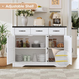 Maupvit 42.5" Sideboard Buffet Cabinet with Storage,Farmhouse Coffee Bar Cabinet with 3 Drawers & 3 Barn Doors, Wood Cupboard Buffet Table Storage Cabinet for Kitchen, Dining Room, Living Room, White Maupvit