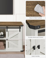 VASAGLE TV Stand for TVs up to 65 Inches, Farmhouse Entertainment Center with Sliding Barn Doors, TV Console Table for Living Room, Rustic White and Honey Brown ULTV324W73 VASAGLE