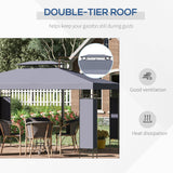 Outsunny 10' x 13' Patio Gazebo, Double Roof Outdoor Gazebo Canopy Shelter with Screen Decorate Corner Frame, for Garden, Lawn, Backyard and Deck, Gray Outsunny