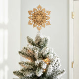 Snowflake Tree Topper - Wooden Christmas Ornament with Carved Look The Lakeside Collection