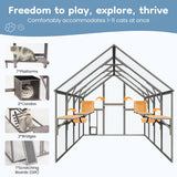 Fansafurn Extra Large Catio – Walk-in Outdoor Cat Enclosure for Multiple Cats, 110" Multi-Level Wood Cat Patio Playpen with Weatherproof Roof, Bridges, Condos and Door Access FansaFurn