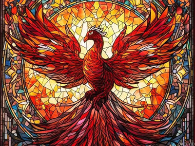 QACEYID Phoenix Bird Diamond Art Painting Full Round Drill Embroidery Kit Cross Stitch Diamond Dots Kit Paint of Rhinestones for Set Wall Decor 12x16Inch