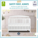 Dream On Me JPMA & Greenguard Gold Certified Odelle 5 in 1 Convertible Crib in White, Built of Sustainable Pinewood, 3 Mattress Height Settings, Non-Toxic Water-Based Paint Finish Dream On Me