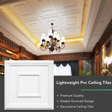 STICKGOO PVC Ceiling Tiles, 2'x2' Glue Up Ceiling Panel White to Prevent Breakage Cover 48 Sq. Ft, Pack of 12 Tiles STICKGOO