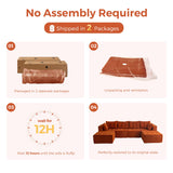 MAXYOYO Modular Sectional Sofa Couch, U Shaped Modern Cloud Couch with 2 Ottomans, Sofa in A Box, Tufted 6-Seat Boneless Sleeper Chair for Living Room, No Assembly Required, Orange MAXYOYO