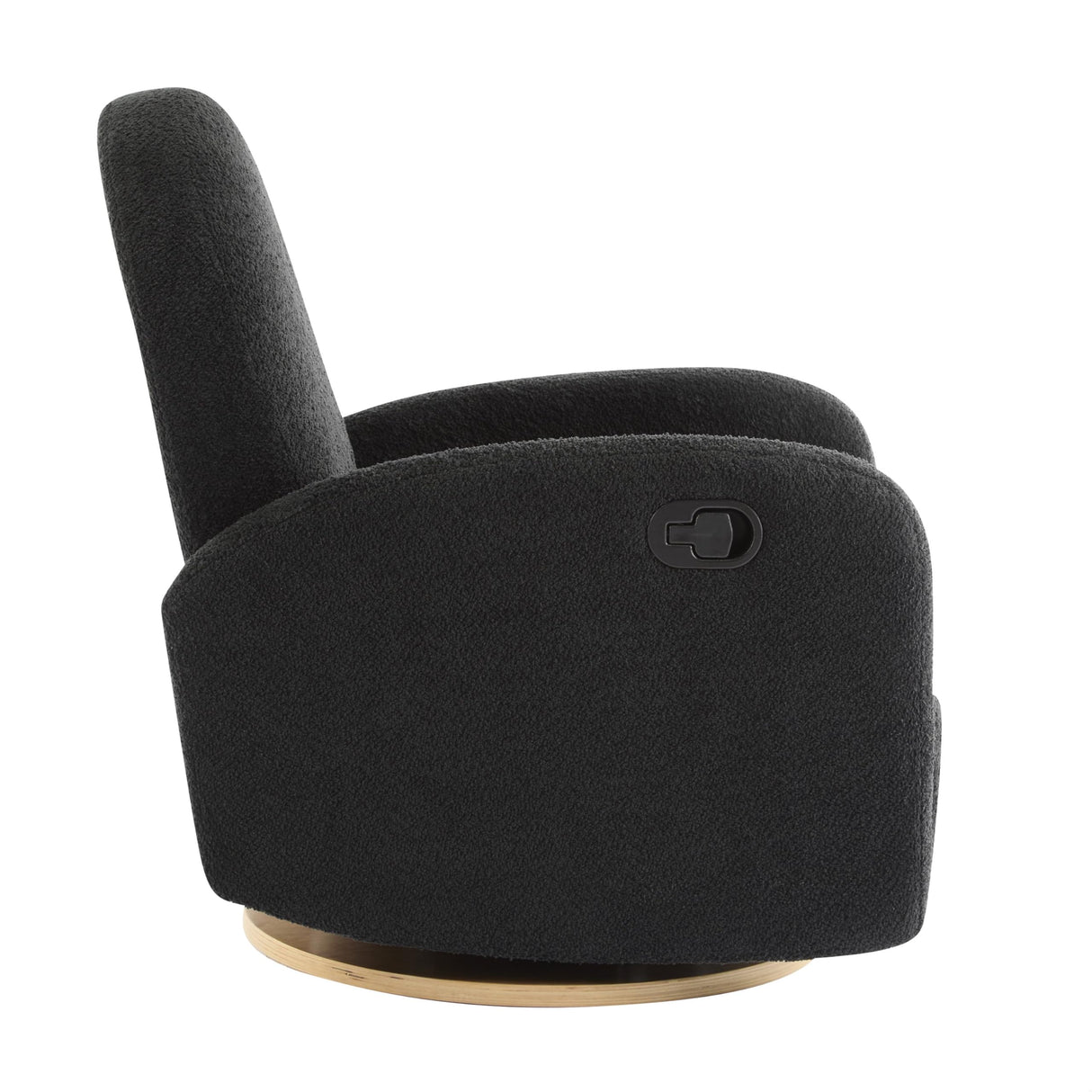 GDFStudio Swivel Glider Recliner Chair Nursery Rocker Recliner Chair with Boucle Upholstered High Back Single Seat Sofa Chair with Deep Seat Manual Nursing Reclining for Living Room, Black GDFStudio