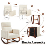 Yaheetech Rocking Chair, Modern Glider Chair, Recliner Armchair with Wood Legs and Side Pocket, Nursery Rocking Accent Chair with High Back for Living Room Bedroom, Beige Yaheetech