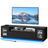 YITAHOME TV Stands for Living Room, Modern TV Stand for 65/70 inch TV, LED TV Entertainment Center with Storage & Power Outlets, TV Console Cabinet, Black YITAHOME