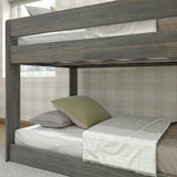 Max & Lily Modern Farmhouse Low Bunk Bed, Twin-Over-Twin Bed Frame For Kids, Driftwood Max & Lily