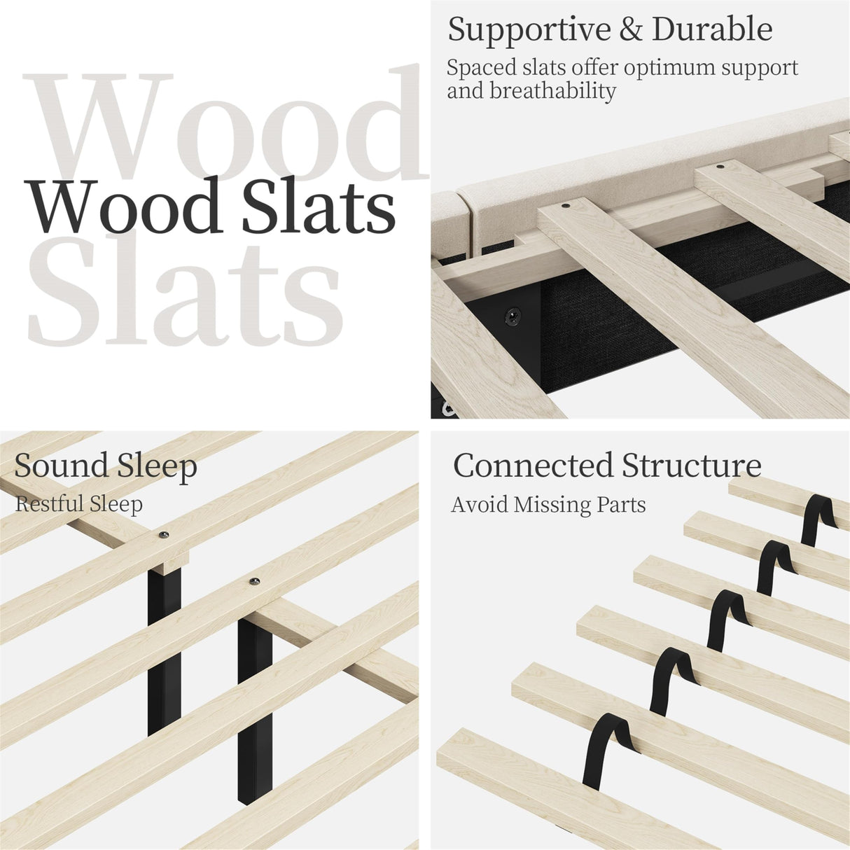 Yaheetech Full Bed Frame Upholstered Platform Bed with Wing Side Tufted Headboard/Sturdy Wooden Slat Support/No Box Spring Needed/Mattress Foundation,Beige Full Bed Yaheetech