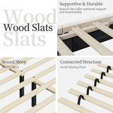 Yaheetech Full Bed Frame Upholstered Platform Bed with Wing Side Tufted Headboard/Sturdy Wooden Slat Support/No Box Spring Needed/Mattress Foundation,Beige Full Bed Yaheetech