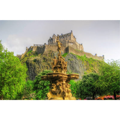 Jigsaw Puzzle 1000 Piece Edinburgh Castle Scotland Fountain Classic Puzzle DIY Kit Wooden Toy Unique Gift Home Decor