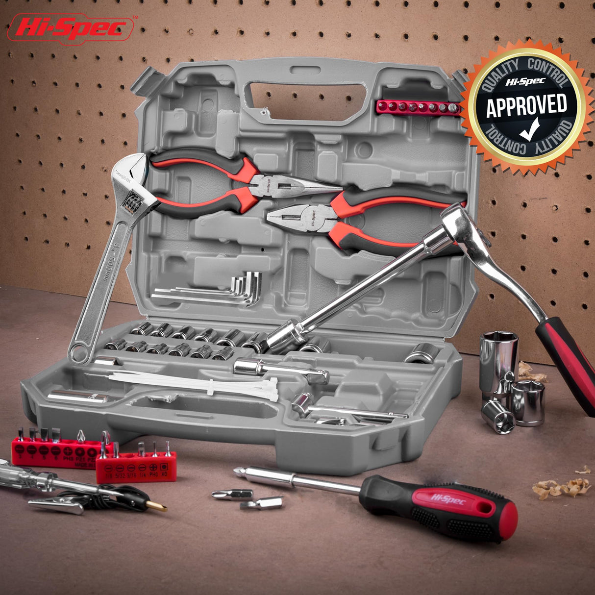 Hi-Spec Tools 67Pc Metric Auto Mechanic Tool Set, Motorcycle & Car Tool Kit, Auto Repair Tool Set with Pliers, Screwdriver Set, Socket Kit & Tool Box Storage Case for Cars, Trucks, Boats RVs & Jeeps Hi-Spec