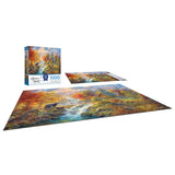 RoseArt - Abraham Hunter - Autumn at Rainbow Falls - 1000 Piece Jigsaw Puzzle for Adults RoseArt