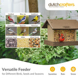 DutchCrafters Poly Hanging Hopper Bird Feeder, Large Hanging Bird Feeder for Outside, Outdoors - Amish American Made (Tudor Brown & Weatherwood) DutchCrafters