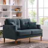 SoarTalent 56.7" Loveseat Sofa Small Couch Fabric Upholstered 2-Seat Sofa with USB Port for Small Place, Apartment, Living Room,Office(Dark Blue) SoarTalent