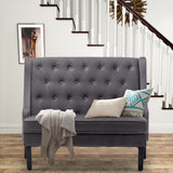 46" Small Modern Loveseat Settee Sofa Linen Fabric 2-Seat Sofa Couch Tufted Love Seat Dining Bench with Back Upholstered Banquette Sofas for Living Room Bedroom Small Space Entryway Steel Grey Tongli
