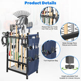 SAMRELAX Garden Tool Rack Freestanding, Heavy Duty Garden Tool Organizer, 3-tier Tool Rack, Multifunctional Yard Tool Storage with Hooks and Storage pockets for Outdoor Long-Handled Broom Shovel Rake SAMRELAX