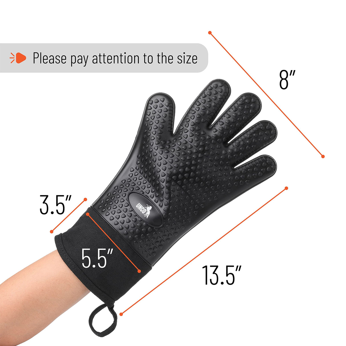 UNCO- Grill Gloves, Silicone Gloves Heat Resistant, Oven Gloves, BBQ Gloves, Meat Gloves, Barbecue Gloves, Grilling Gloves, Meat Gloves for Pulling Meat, Grill Gloves for Outdoor Grill, Grill Mitts UNCO