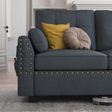 HONBAY Convertible Sectional Sofa L Shaped Couch Reversible Sectional for Small Apartment, Bluish Grey HONBAY