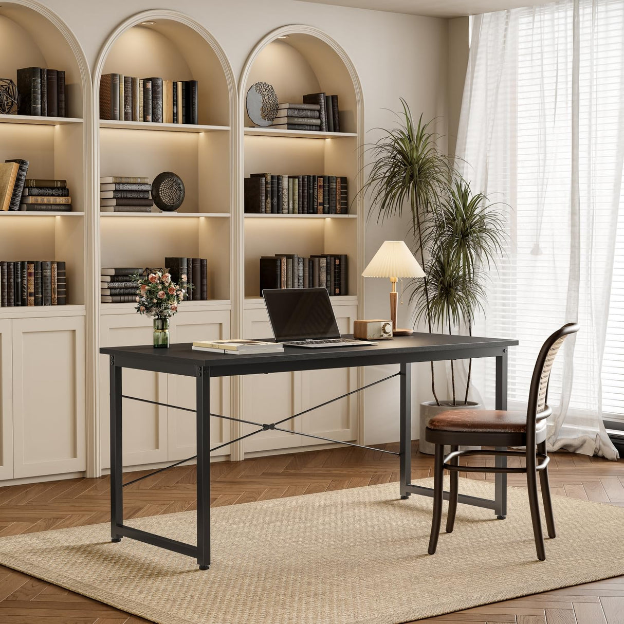 Cubiker Small Computer Desk, 32 inch Home Office Kids Desk for Bedroom and Small Spaces, Modern Simple Cheap Table for Studying, Writing, Working, Dark Black Cubiker