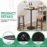 Shahoo Round Bar Table, Cocktail Tables with Metal Base & MDF Top, for Bistro Pub, Cafe, Black Shahoo