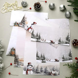 Watersay 50 Sets Christmas Stationery Paper with Envelopes 8.5" x 11" Santa Reindeer Pine Snowman Holiday Letterhead Printer Paper Winter Holiday Envelopes for Writing Letter Greeting Cards Invitation Watersay