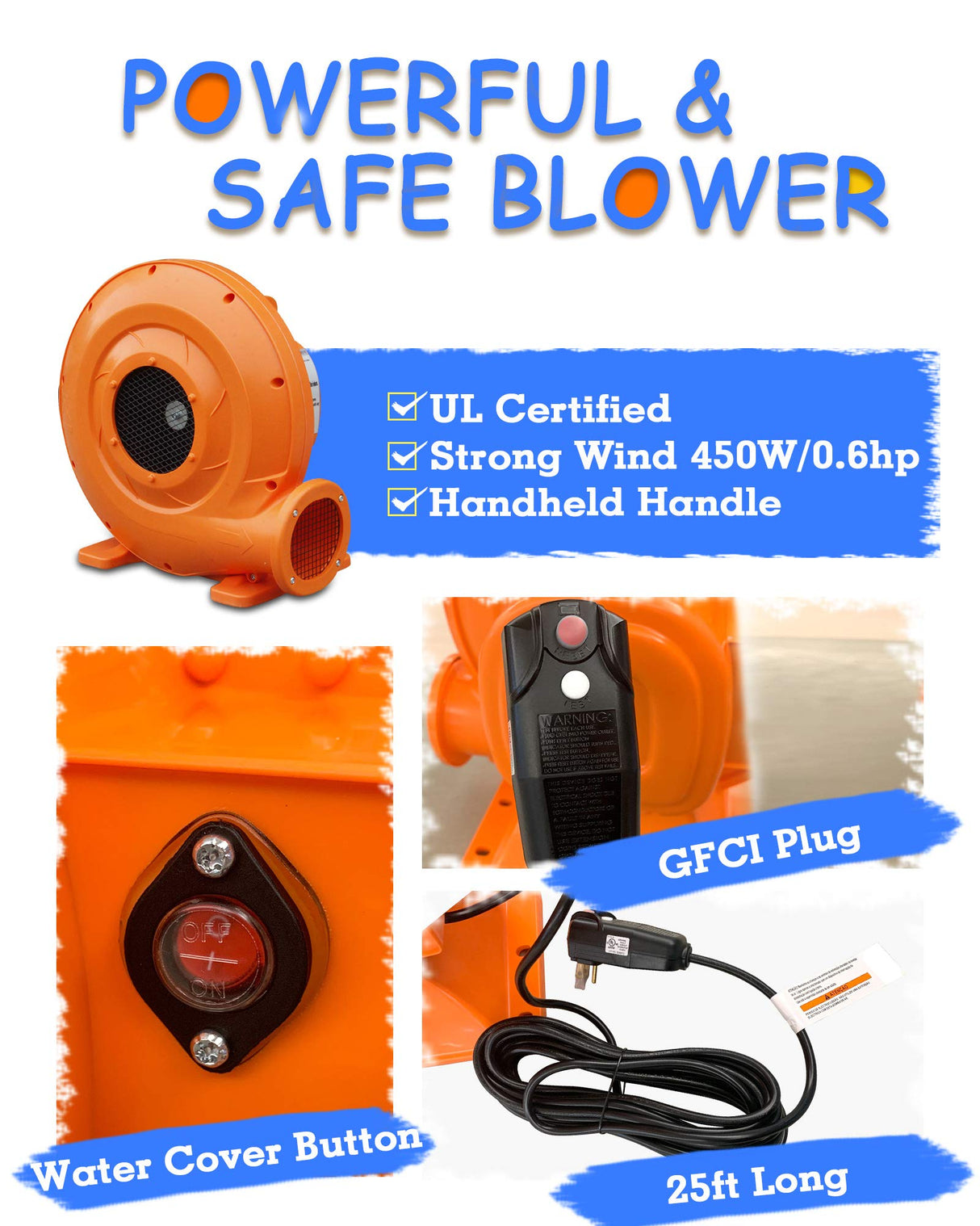 ACTION AIR [Updated Version] Bounce House, Inflatable Bouncer with Air Blower, Jumping Castle with Slide, Family Backyard Bouncy Castle, Durable Sewn with Extra Thick Material, Idea for Kids (C-9745) Action air