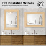 FUWU HOME Rattan Wall Mirror with Wooden Framed 24 X 32 inch Farmhouse Rectangle Wood Mirror for Modern Decorative Bathroom, Living Room, Entryway, Bedroom FUWU HOME