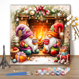 EOBROMD Christmas Paint by Numbers Kits for Adults, Gnome DIY Kits Crafts for Beginner, Christmas Painting Adults, Oil Paint by Numbers for Home Decor Gift 16x16inch(Without Frame) EOBROMD