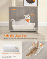 Feandrea Cat Tree with Litter Box Enclosure, 2-in-1 Modern Cat Tower, 72.8-Inch Tall Cat Condo with Scratching Posts, Perch, Caves, Basket, Washable Cushions, Heather Greige UPCT116G01 Feandrea