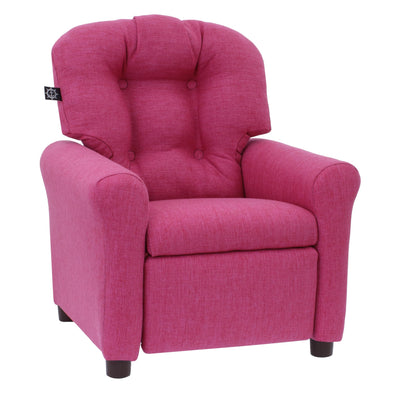 The Crew Furniture Traditional Kids Recliner, Toddler Ages 1-5 Years, Home Décor Polyester Linen, Magenta
