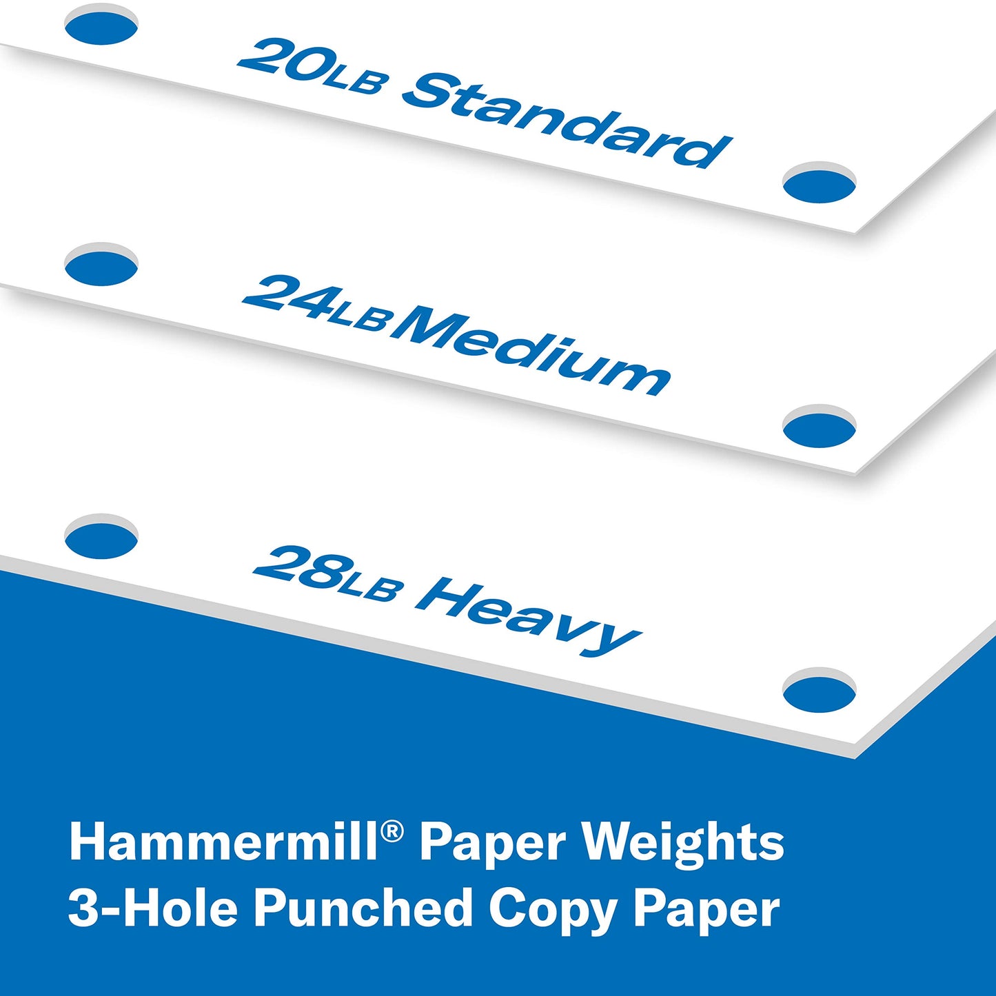 Hammermill Printer Paper, Fore Multipurpose 24 lb Copy Paper, 3 hole - 1 Ream (500 Sheets) - 96 Bright, Made in the USA, 101287