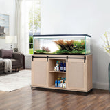 unipaws 50-70 Gallon Fish Tank Stand with Sliding Barn Door, Heavy-Duty Metal Frame Aquarium Stand with Cabinet, Reptile Tank Stand unipaws