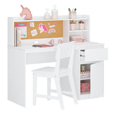 UTEX Kids Study Desk with Chair, Kids Desk and Chair Sets with Hutch and Storage Cabinet, Wooden Children Study Table, Student Writing Desk Computer Workstation for 5-12 Years Old UTEX