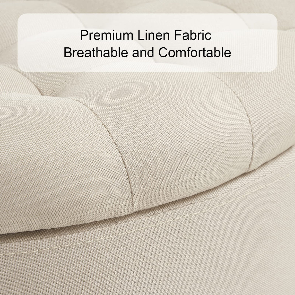 Furniliving Modern Round Storage Ottoman,Button Tufted Ottoman Foot Stools Ottoman Footstool with Removable Lid Storage Ottoman for Living Room, Bedroom, Makeup Room，Beige Furniliving
