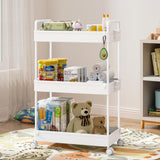 Ronlap 3 Tier Slim Rolling Storage Cart with Wheels Plastic Utility Cart Organizer for Snack Craft Art Postpartum Baby Diaper Nail Makeup in Bathroom Laundry Room Kitchen Bedside Narrow Space, White Ronlap